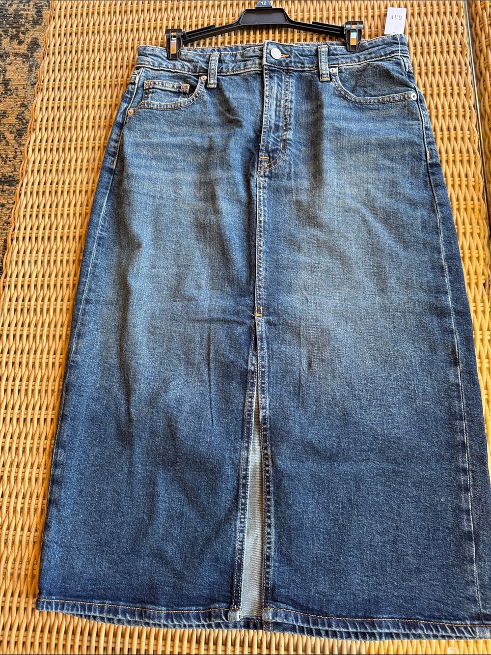 GAP Straight-Leg Blue Denim Skirt with Front Slit